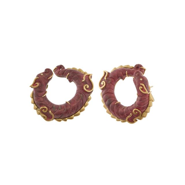 Diamond Red Dragon Stabilized Wood Earrings