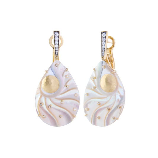 Nautilus Shell Teardrop Earrings - Main Img