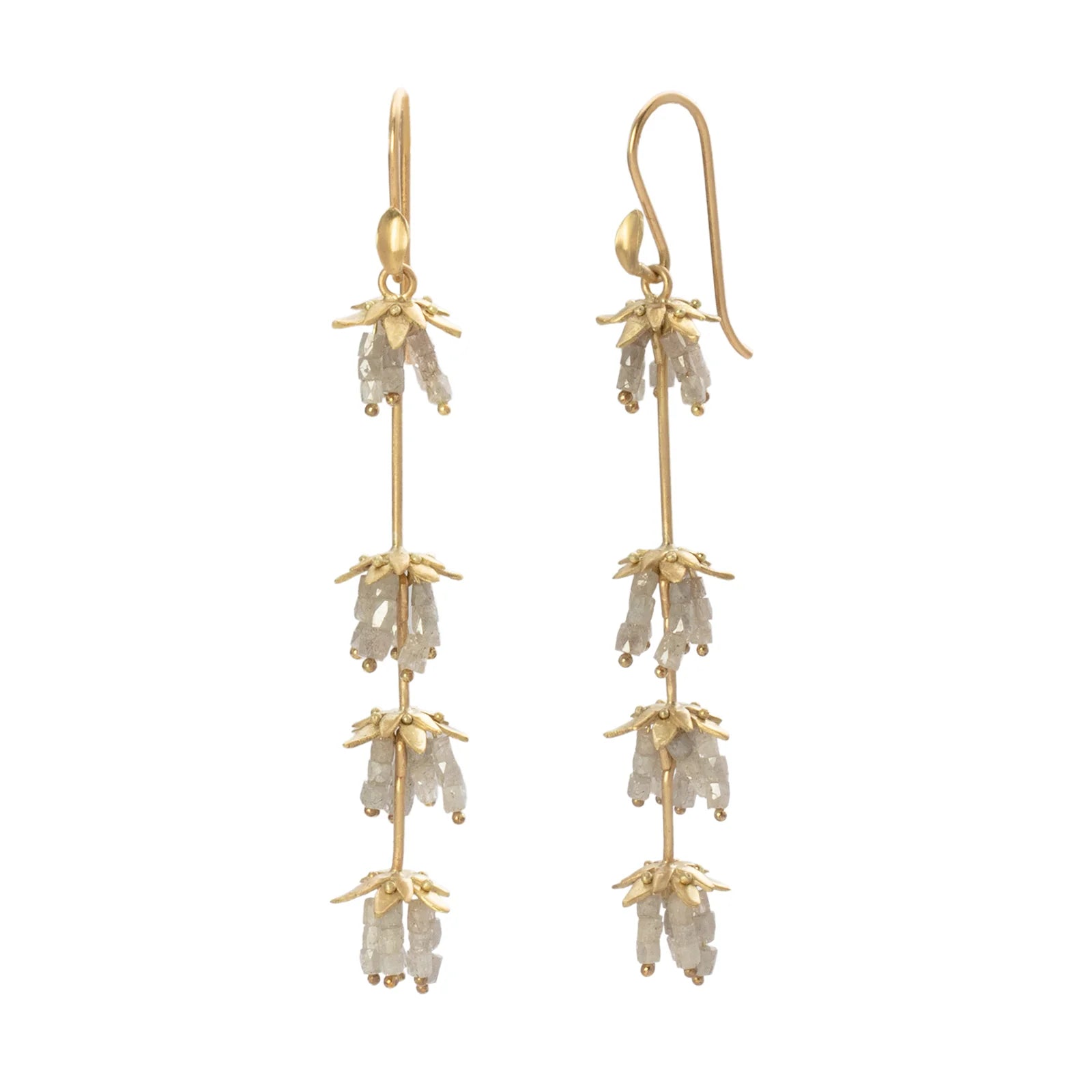 Annette Ferdinandsen Rustic Diamond Lavender Earrings front and side view