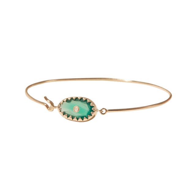 Pascale Monvoisin Orso Bangle - Green Onyx and Diamond, front and side view
