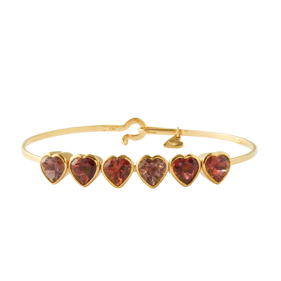 Christina Alexiou Six Heart Bracelet - Pink Tourmaline - Bracelets - Broken English Jewelry front view