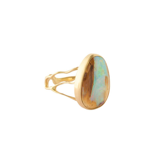 Boulder Opalized Wood Branch Ring