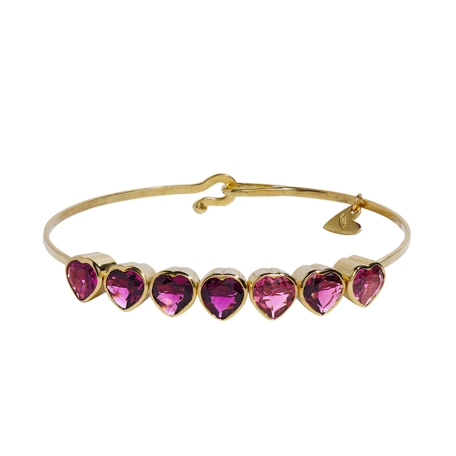 Christina Alexiou Seven Heart Bracelet - Pink Tourmaline - Bracelets - Broken English Jewelry front view