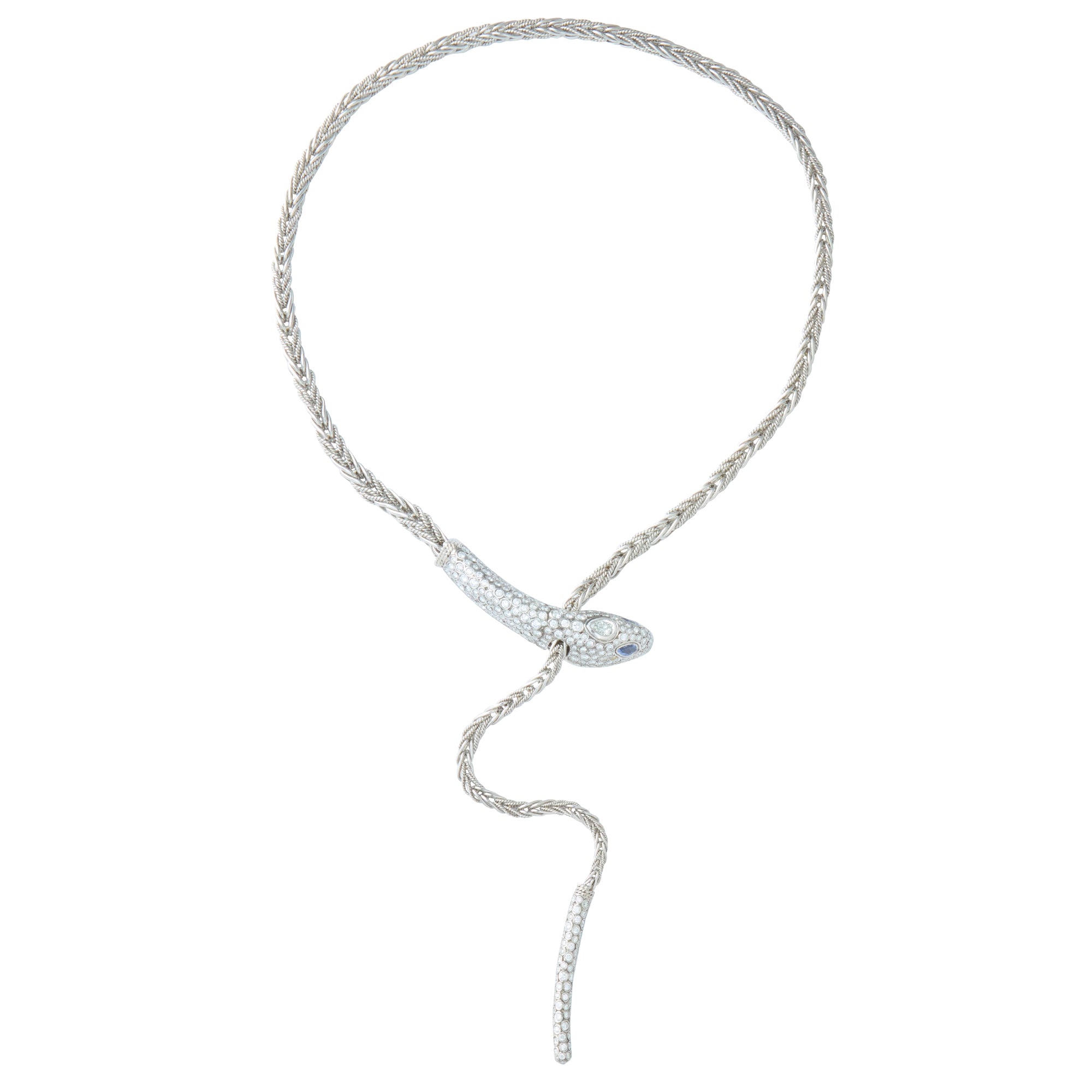 Basilik Serpent Necklace with Diamond and Blue Sapphire