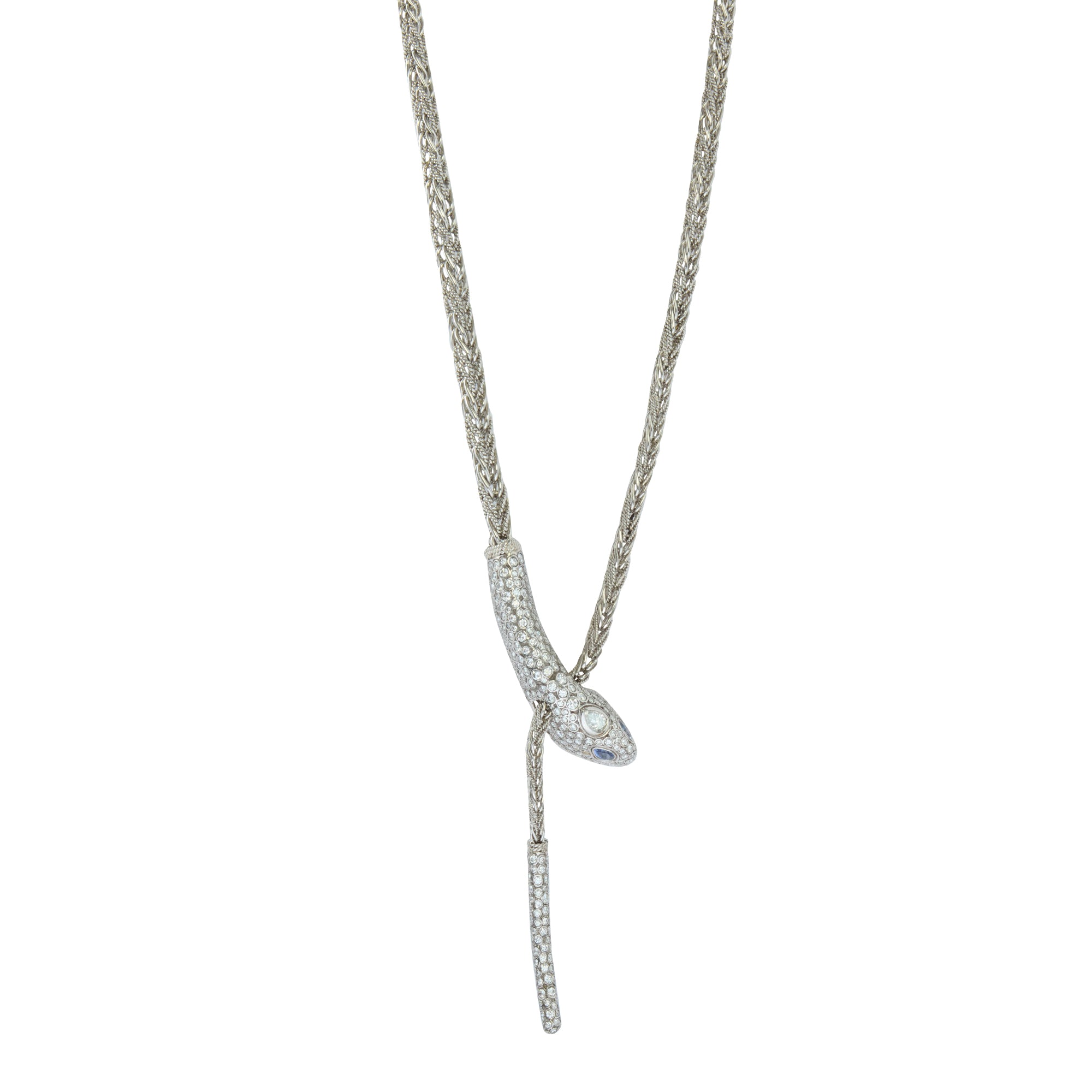 Basilik Serpent Necklace with Diamond and Blue Sapphire
