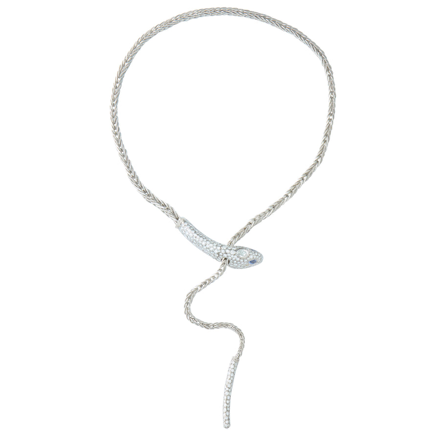 Basilik Serpent Necklace with Diamond and Blue Sapphire