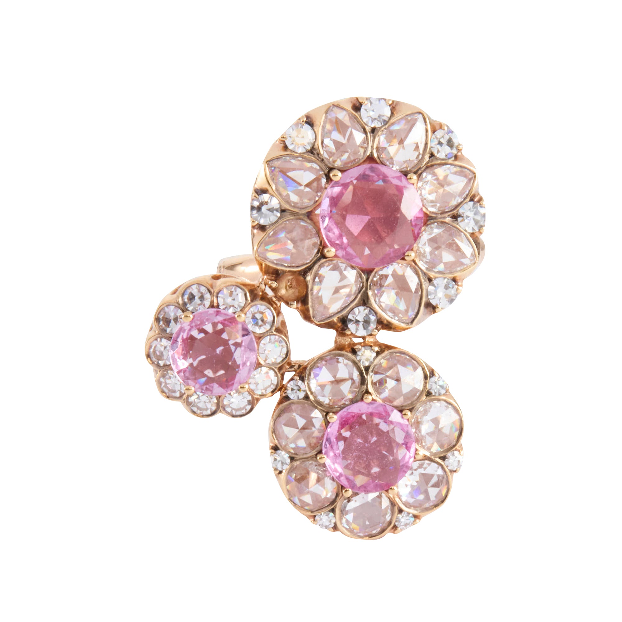Diamond and Pink Sapphire Beirut Rosace Ring
