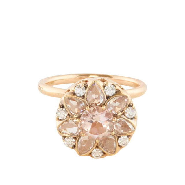 Morganite and Diamond Beirut Rosace Ring