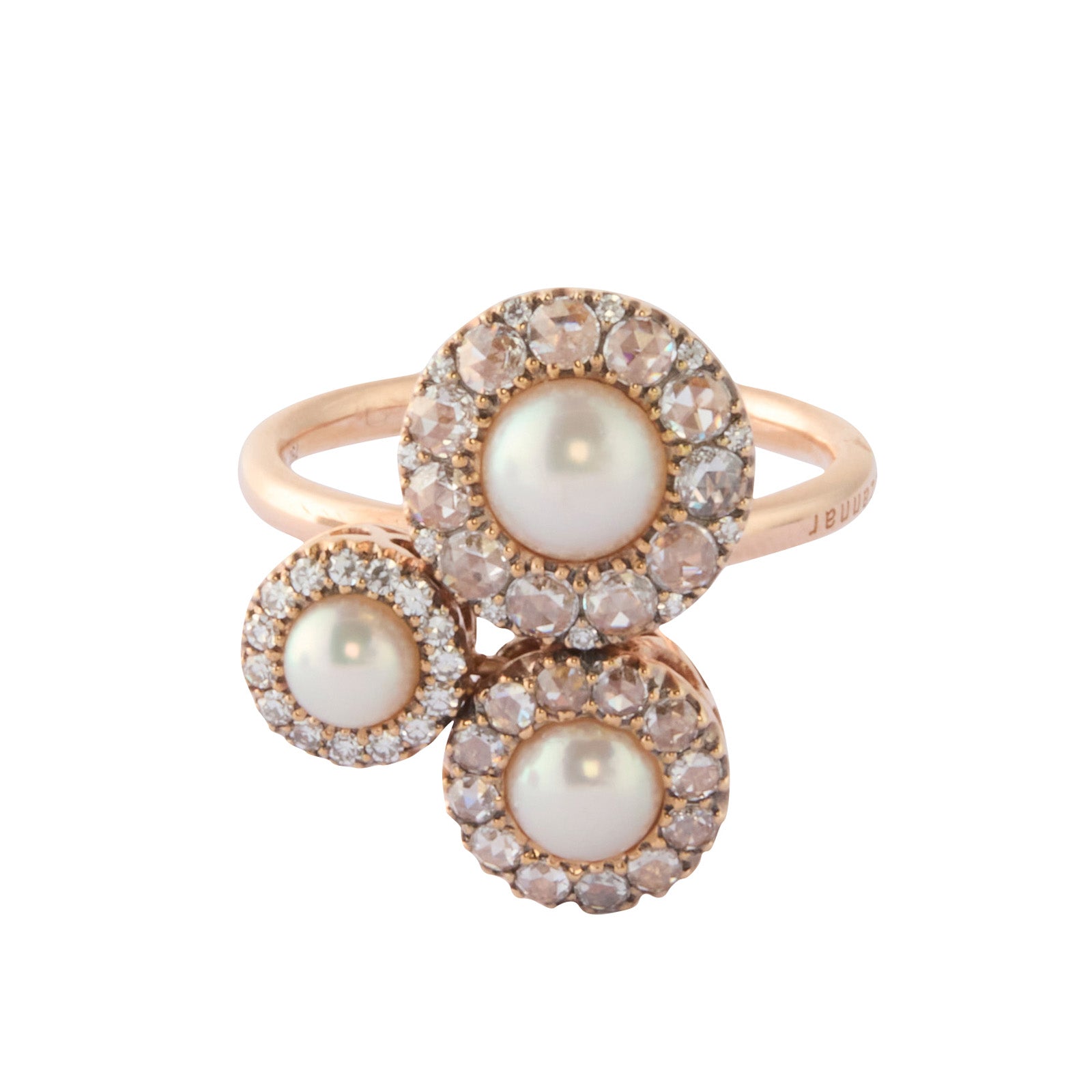 Selim Mouzannar Diamond and Pearl Beirut Trio Ring - Rings - Broken English Jewelry