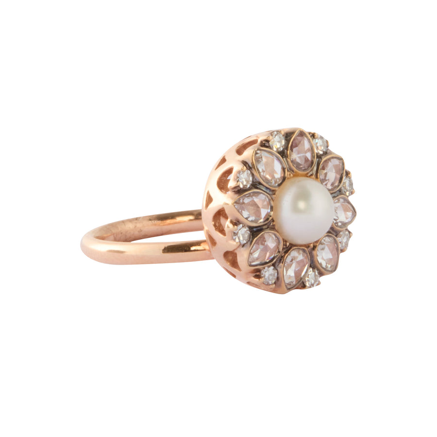 Selim Mouzannar Diamond and Pearl Beirut Rosace Ring - Rings - Broken English Jewelry side view