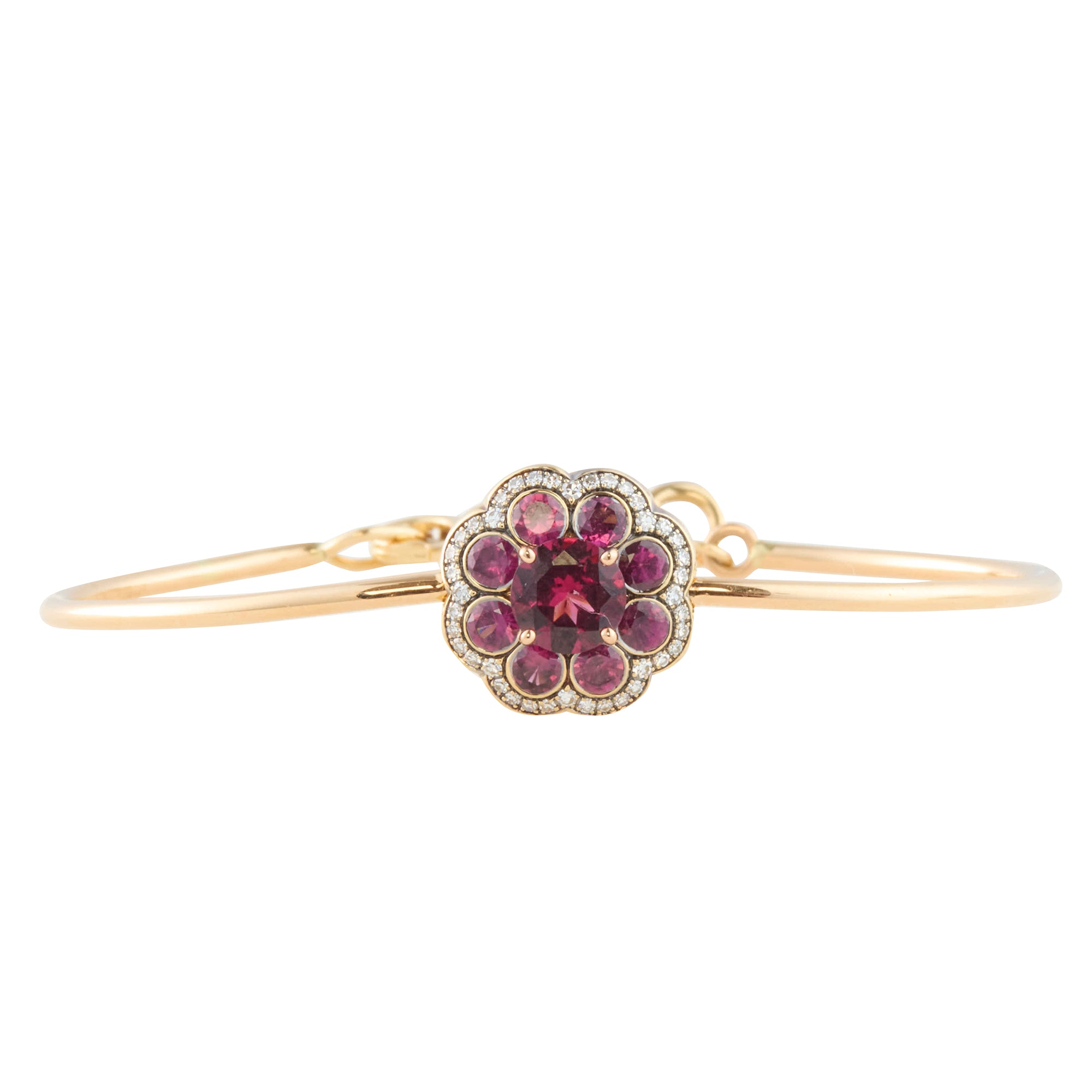 Beirut Bracelet - 15mm Rhodolite and Diamond