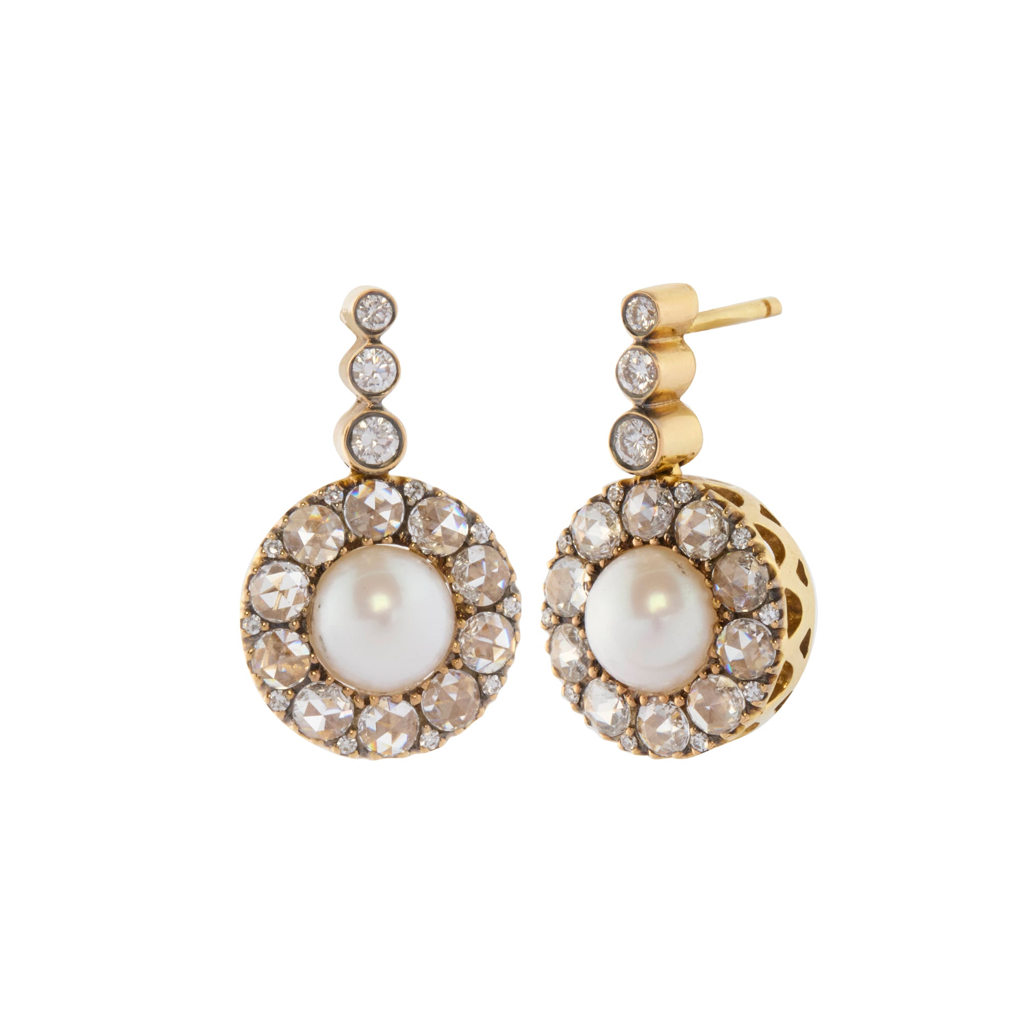Selim Mouzannar - Diamond and Pearl Beirut Drop Earrings