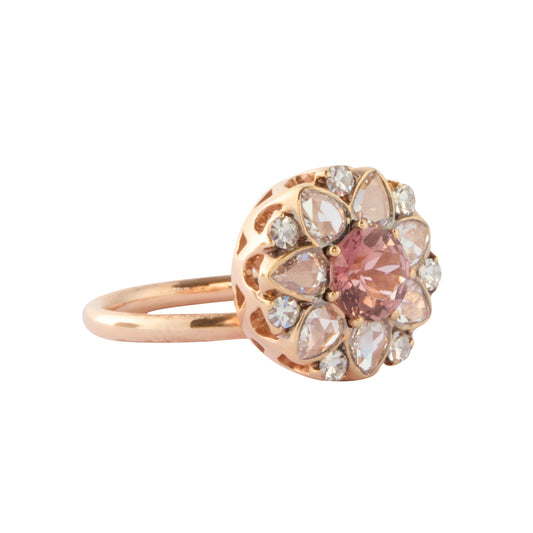 Diamond and Pink Tourmaline Beirut Ring - Rose Gold