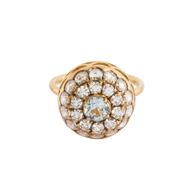 Diamond and Aquamarine Beirut Ring