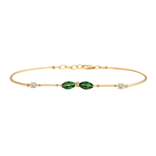 Tsavorite and Diamond Duo Bangle - Main Img
