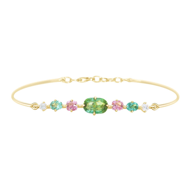 Lagoon Tourmaline and Spinel and Diamond Compass Bangle