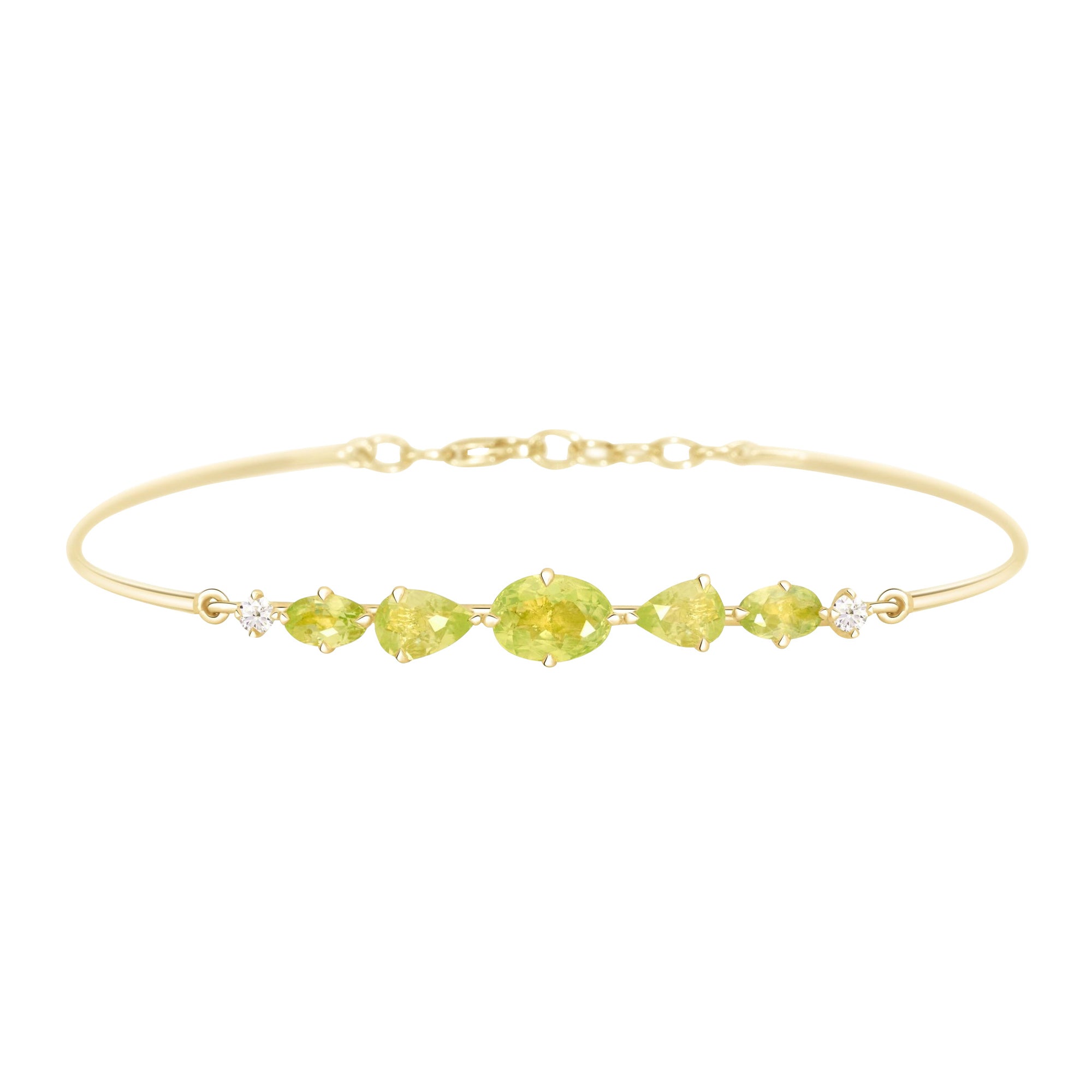 Yellow Chrysoberyl and Diamond Compass Bangle