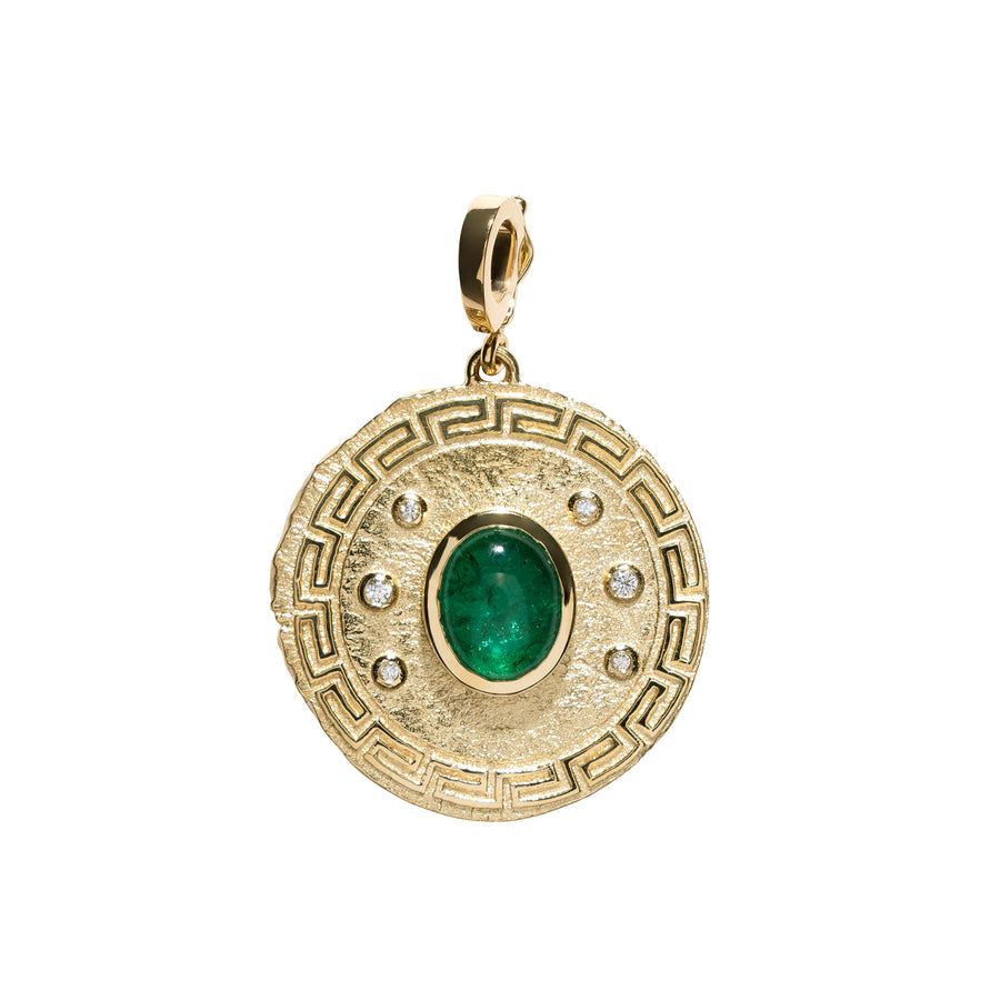 Azlee Large Emerald Greek Pattern Coin - Charms & Pendants - Broken English Jewelry