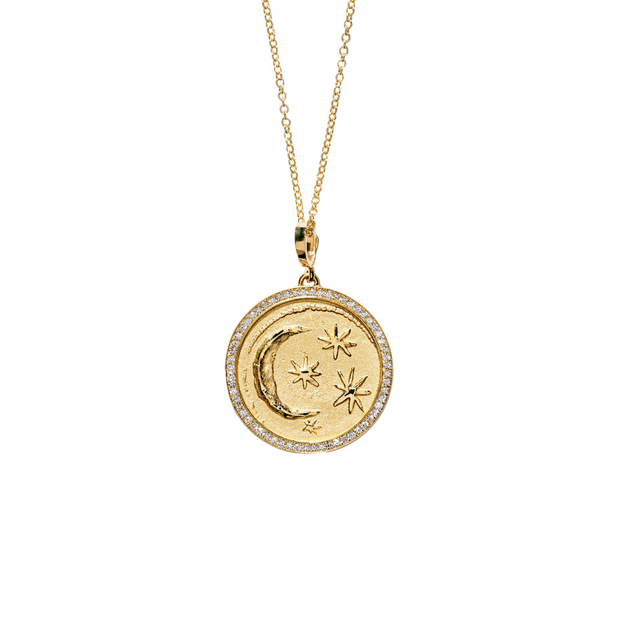 Azlee Small Cosmic Pave Diamond Coin on chain