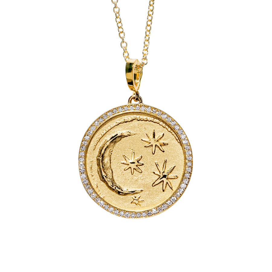 Azlee Large Cosmic Pave Diamond Coin on chain