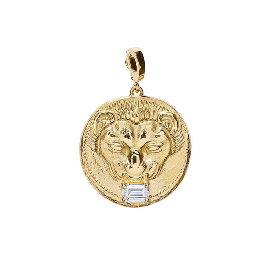 Large Lion Diamond Coin Charm - Main Img