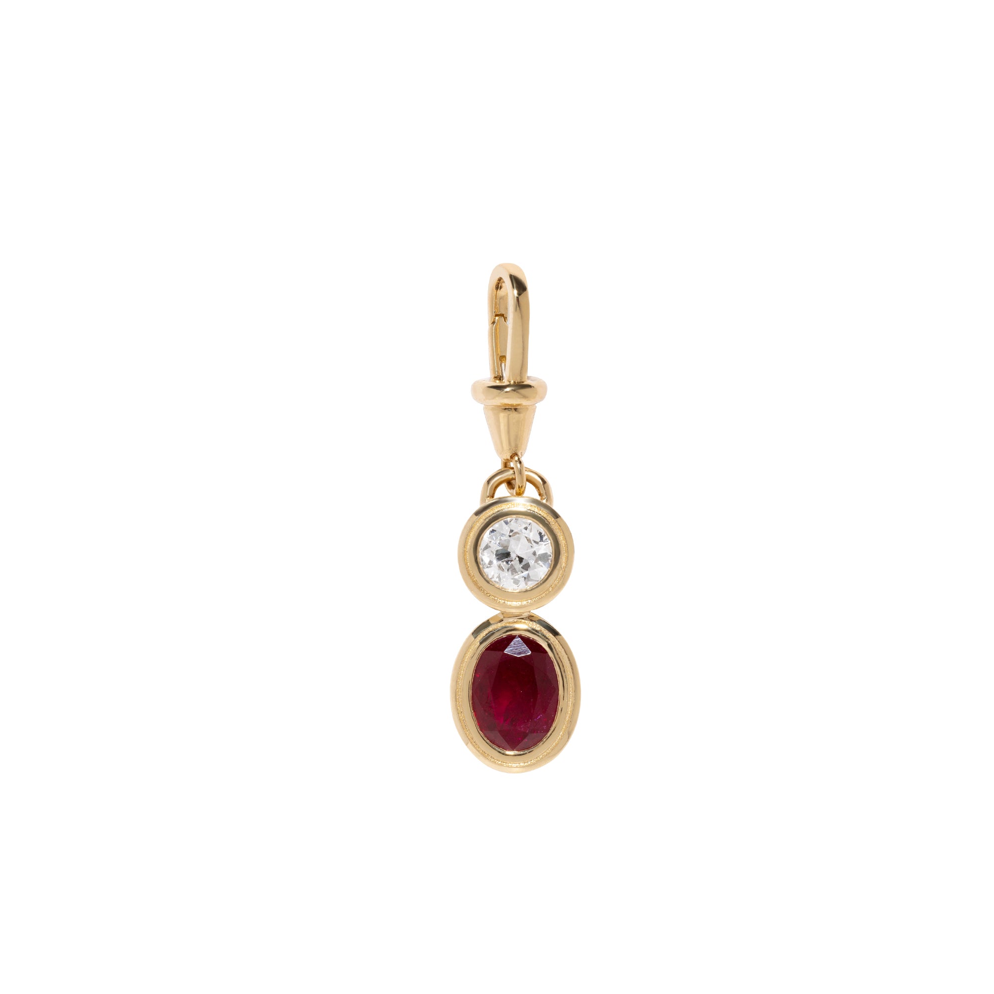 Azlee - Oval Ruby and Old Miner Diamond Duet Charm