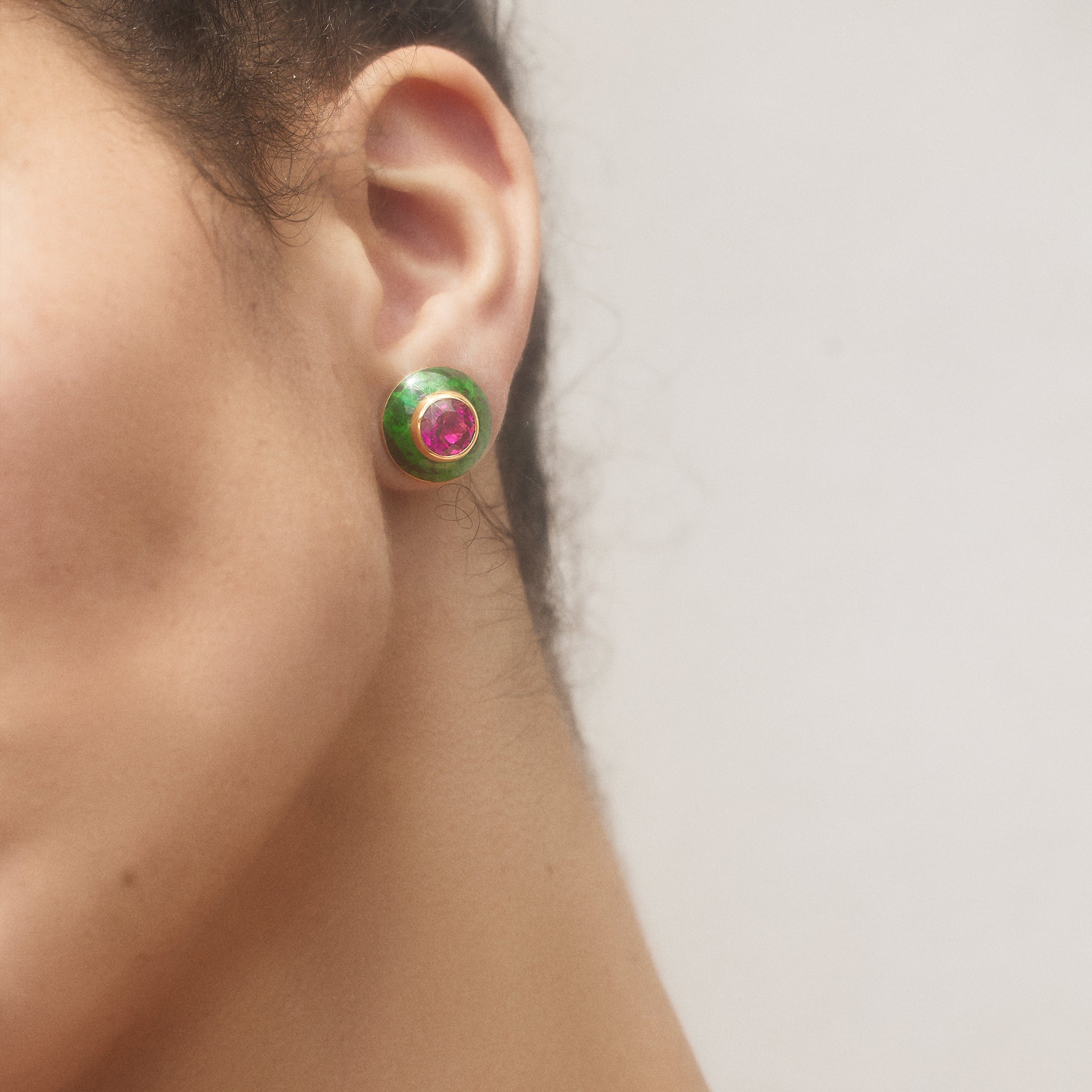 Rubellite & Maw Sit Sit Button Stud Earrings