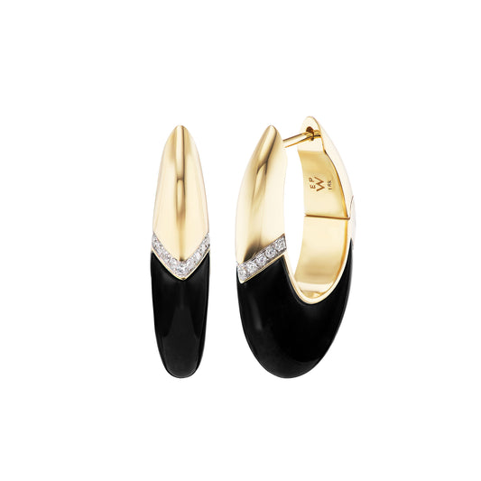 Diamond and Black Onyx Oval Earrings - Main Img