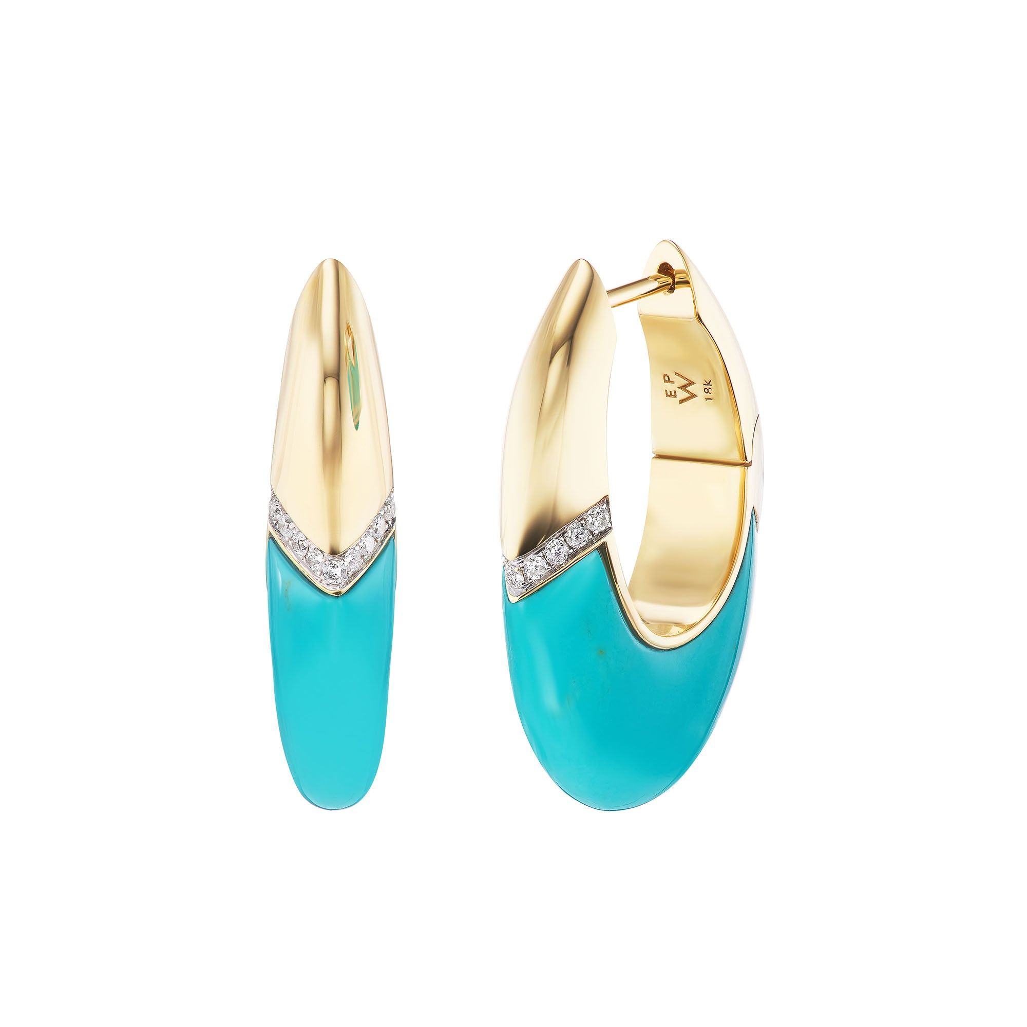 Diamond and Turquoise Oval Earrings