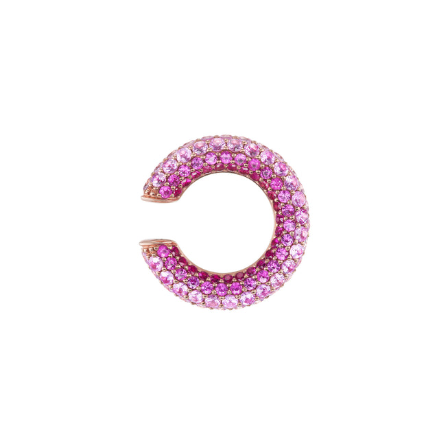 Pink Sapphire and Ruby Flamingo Ear Cuff