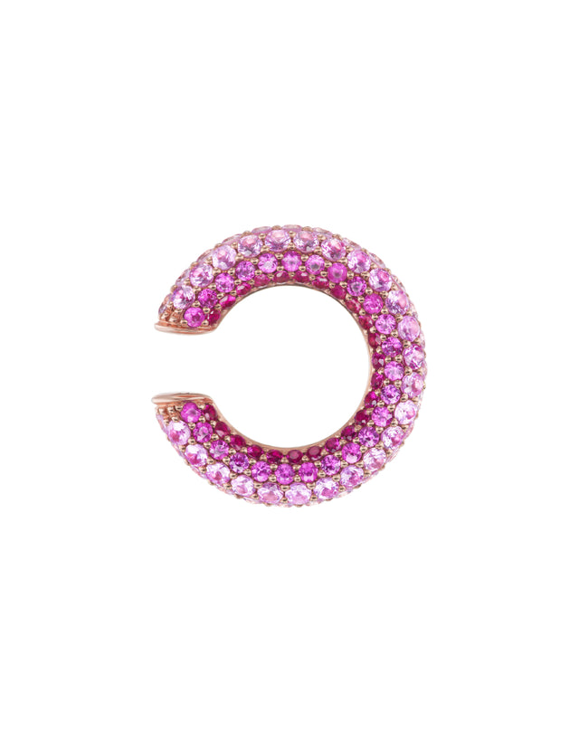 Pink Sapphire and Ruby Flamingo Ear Cuff