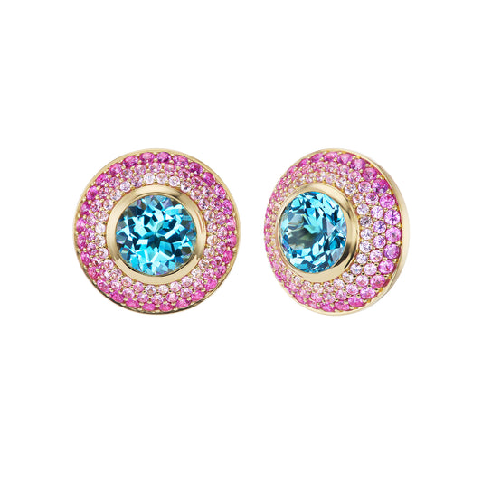 Ombre Button Stud Earrings - Main Img