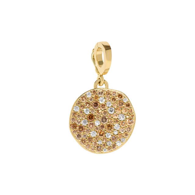 Champagne Diamond and White Diamond Dune Small Coin Charm