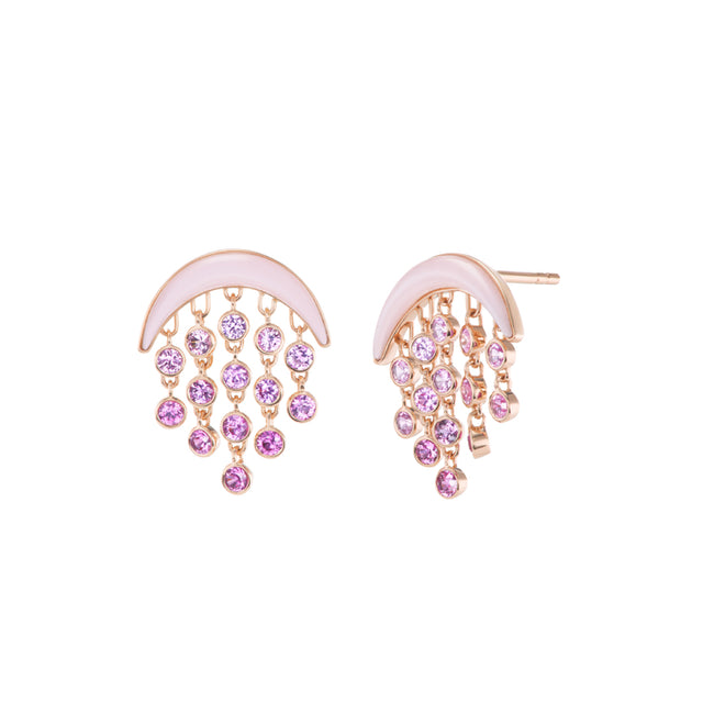 Sapphire and Pink Opal Baby Fringe Earrings