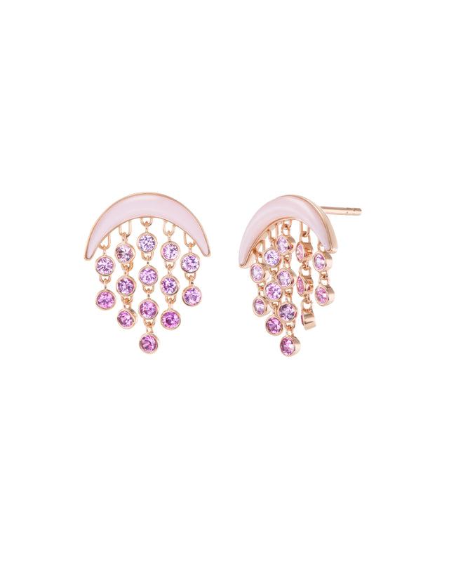 Sapphire and Pink Opal Baby Fringe Earrings