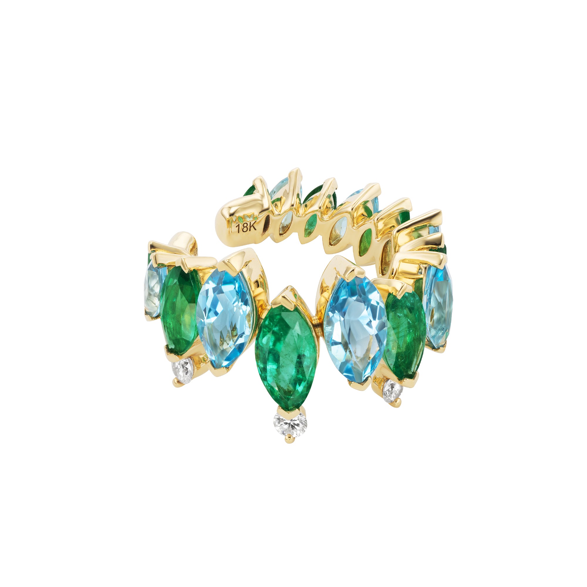 Emily P Wheeler - Swiss Blue Topaz, Diamond, and Emerald Pollack Ear Cuff