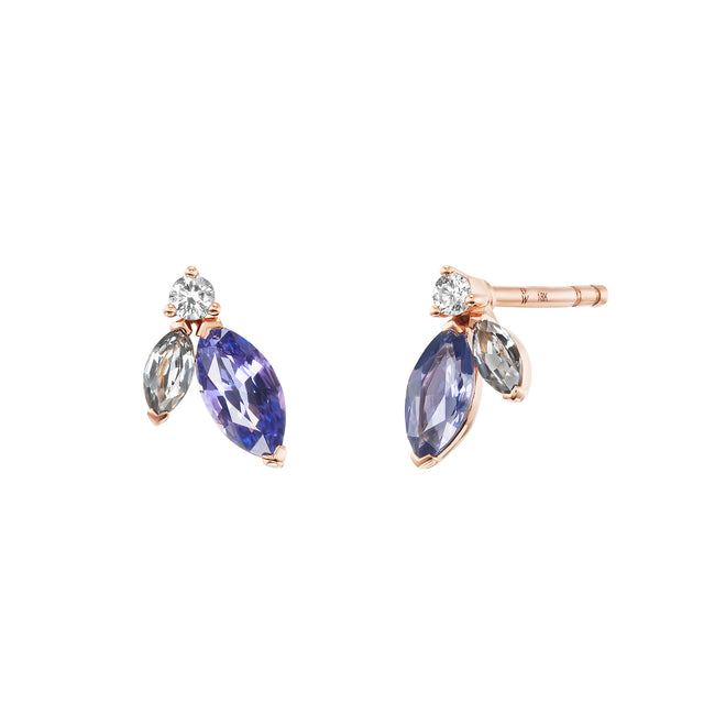 Sapphire, Spinel & Diamond Mini Pollack Stud Earrings 18K YG