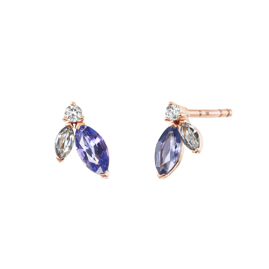Sapphire, Spinel & Diamond Mini Pollack Stud Earrings 18K YG