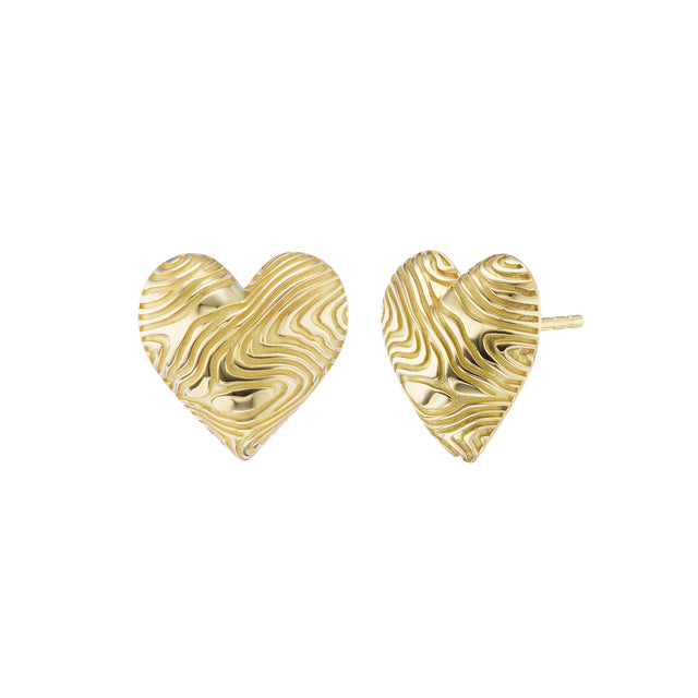 Ripple Heart Stud Earrings