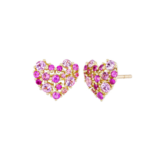Padparadscha and Sapphire Lacey Stud Earrings - Main Img