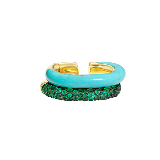 Emerald and Turquoise Double Ear Cuff - Main Img