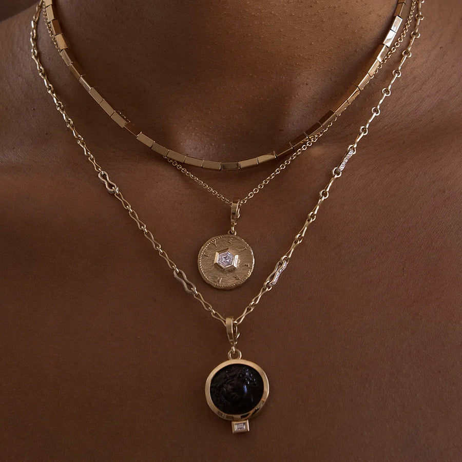 Azlee Nymph Venetian Black Glass Coin Charm - Charms & Pendants - Broken English Jewelry on model