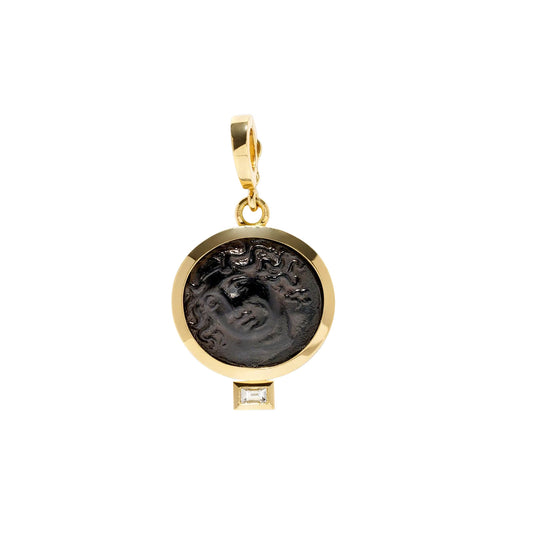 Nymph Venetian Black Glass Coin Charm - Main Img
