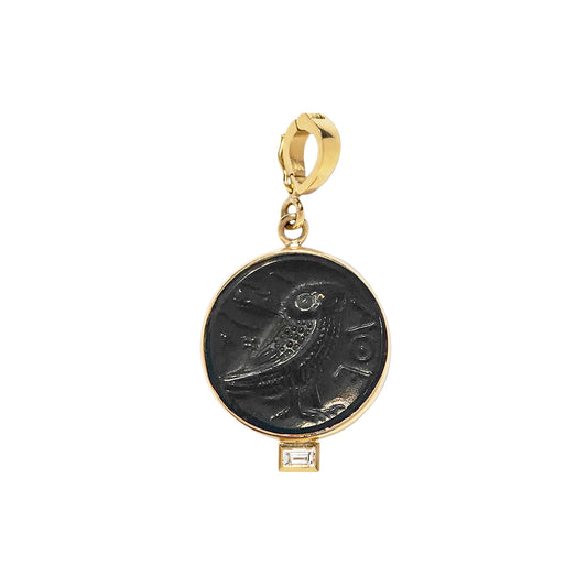 Venetian Black Glass Coin Charm - Main Img