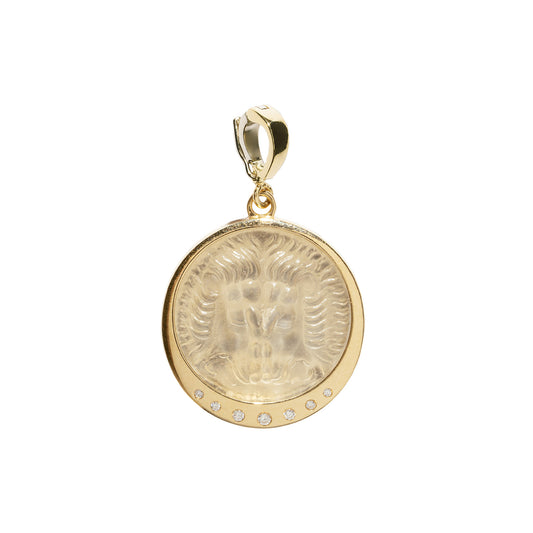 White Glass Lion Coin Charm - Main Img