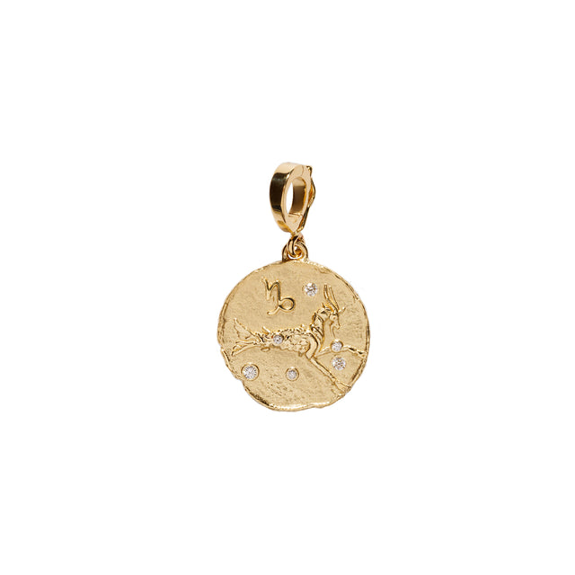 Azlee Zodiac Small Coin Charm - Capricorn front view