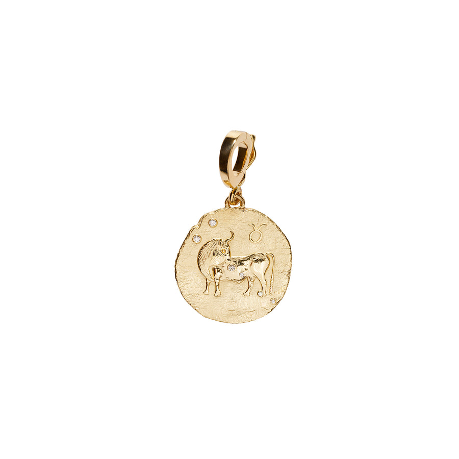 Azlee Zodiac Small Coin Charm - Taurus front view