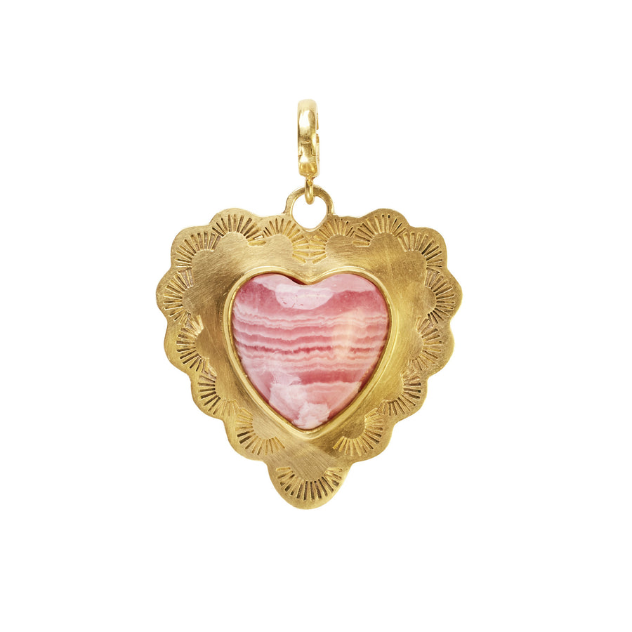 Christina Alexiou Rhodochrosite Large Heart Charm - Charms & Pendants - Broken English Jewelry front view