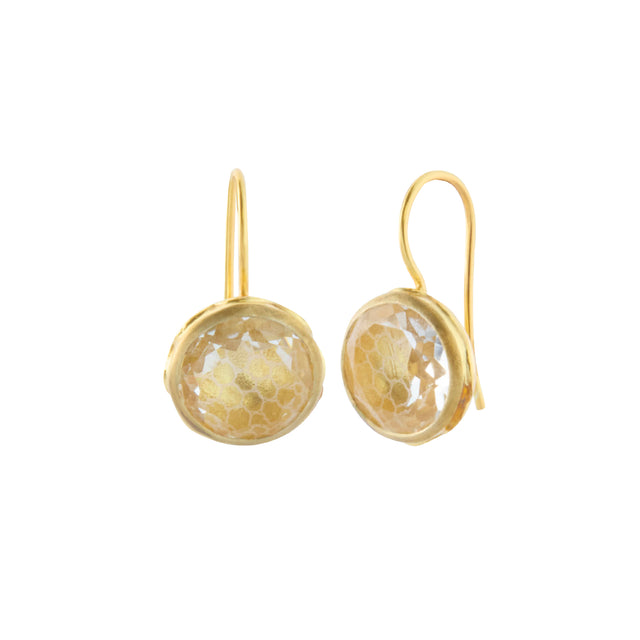 White Quartz Bride Button Earrings