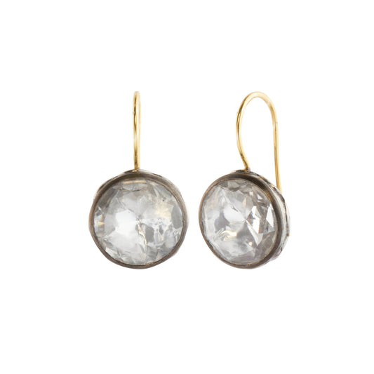 White Quartz Catherine Button Earrings - Main Img